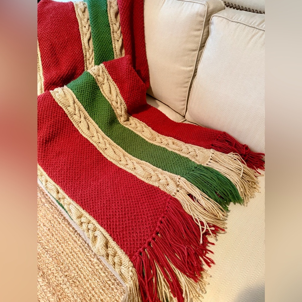 Hand-Knit Large Blanket 6’ 10”ft  x 4’ 6” ft . Very Comfy